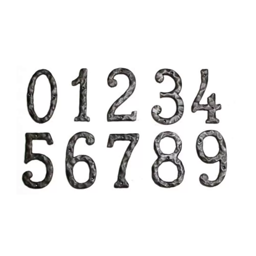 Hammered cast iron house number