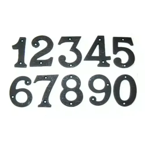 Cast iron numbers 3 inches high.