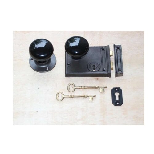 Ensemble serrure de surface avec bouton noir