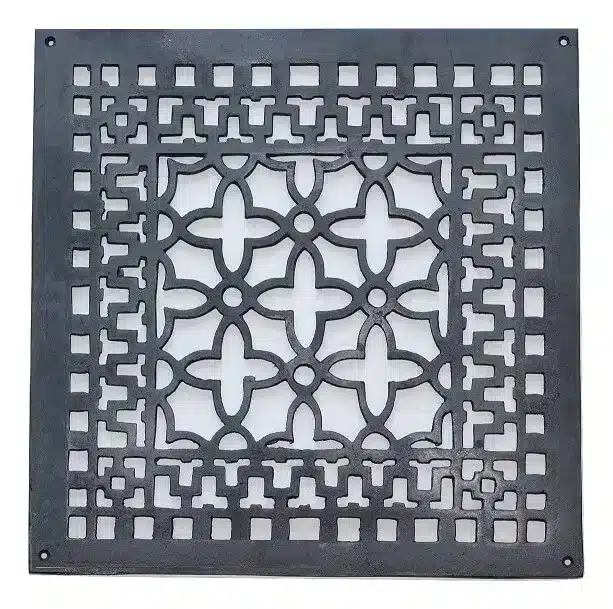 Cast Iron 15x15 Floor Vent Cover, Black Matte Vent Cover de plancher en fonte 16x16