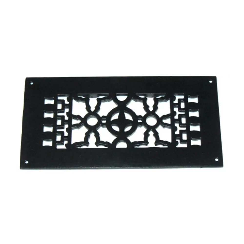 Black Lily Style Cast Iron 4x10 inch Vent Cover, Floor Grate