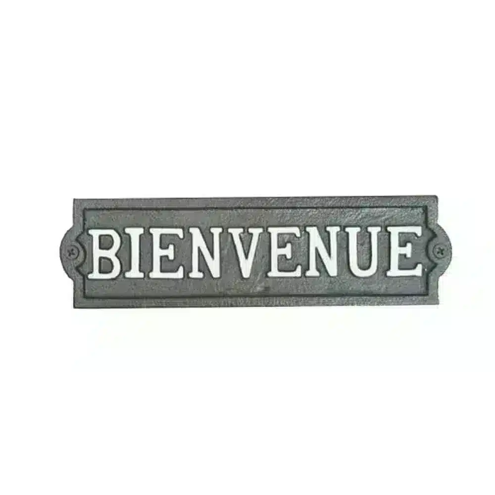 Plaque décorative en fonte bienvenue