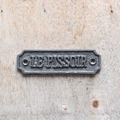 Cast iron pissoir sign